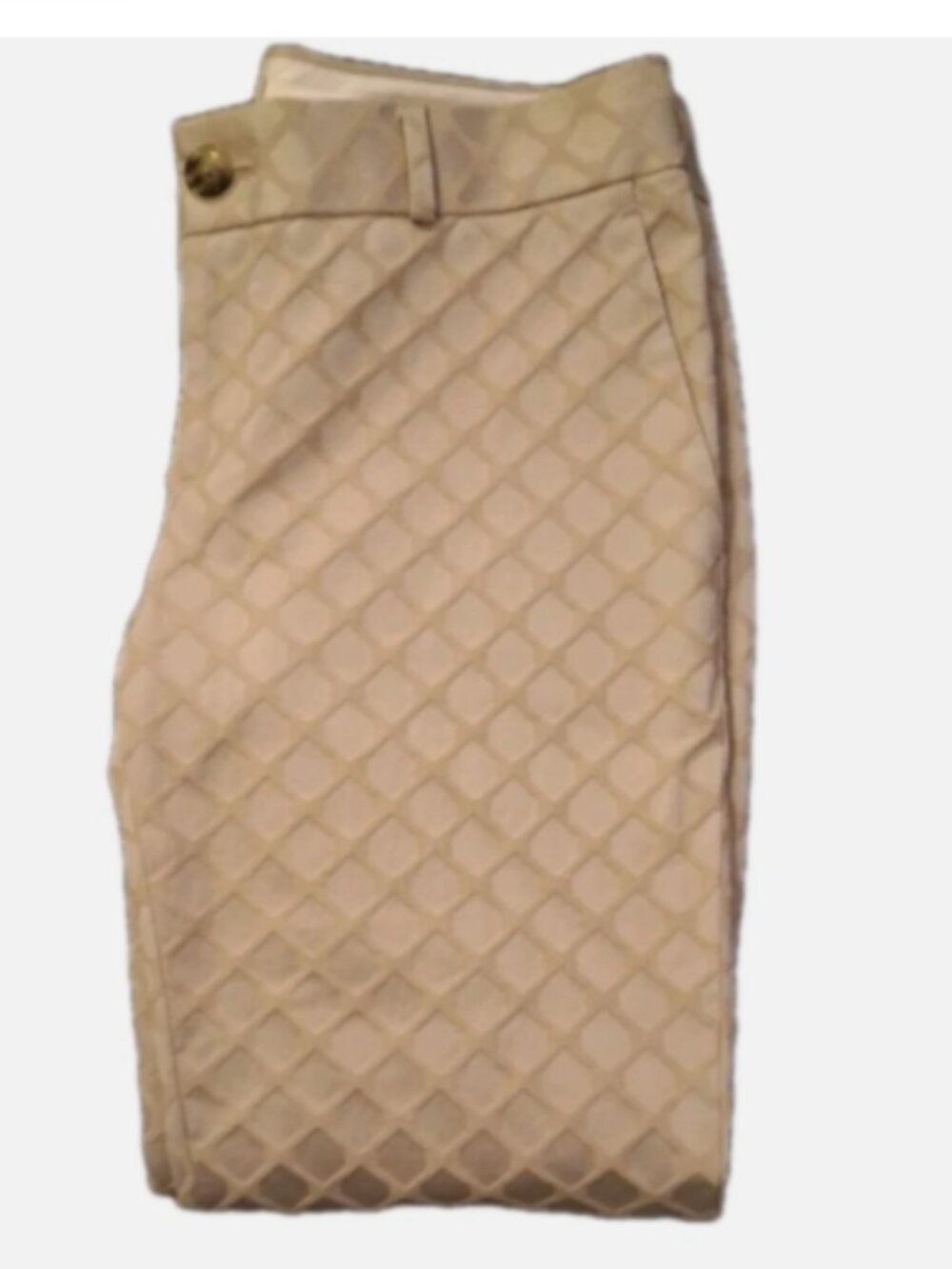 Banana Republic Camden Jacquard Beige Ankle Pant Size 4 Diamond Mid Rise - Picture 8 of 16
